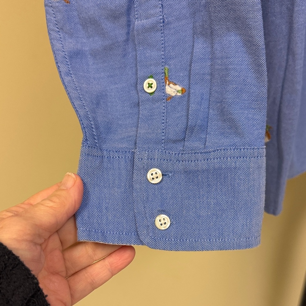 Talbots Blue Button Down Shirt with Embroidered M… - image 5